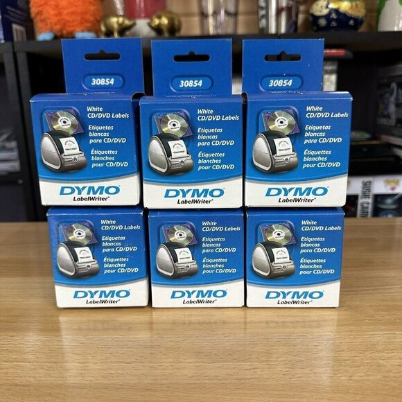 Lot Of 6 DYMO CD/DVD LABELS WHITE 30854 LABELWRITER 2-1/4" 57mm 320 SANFORD - Picture 1 of 4